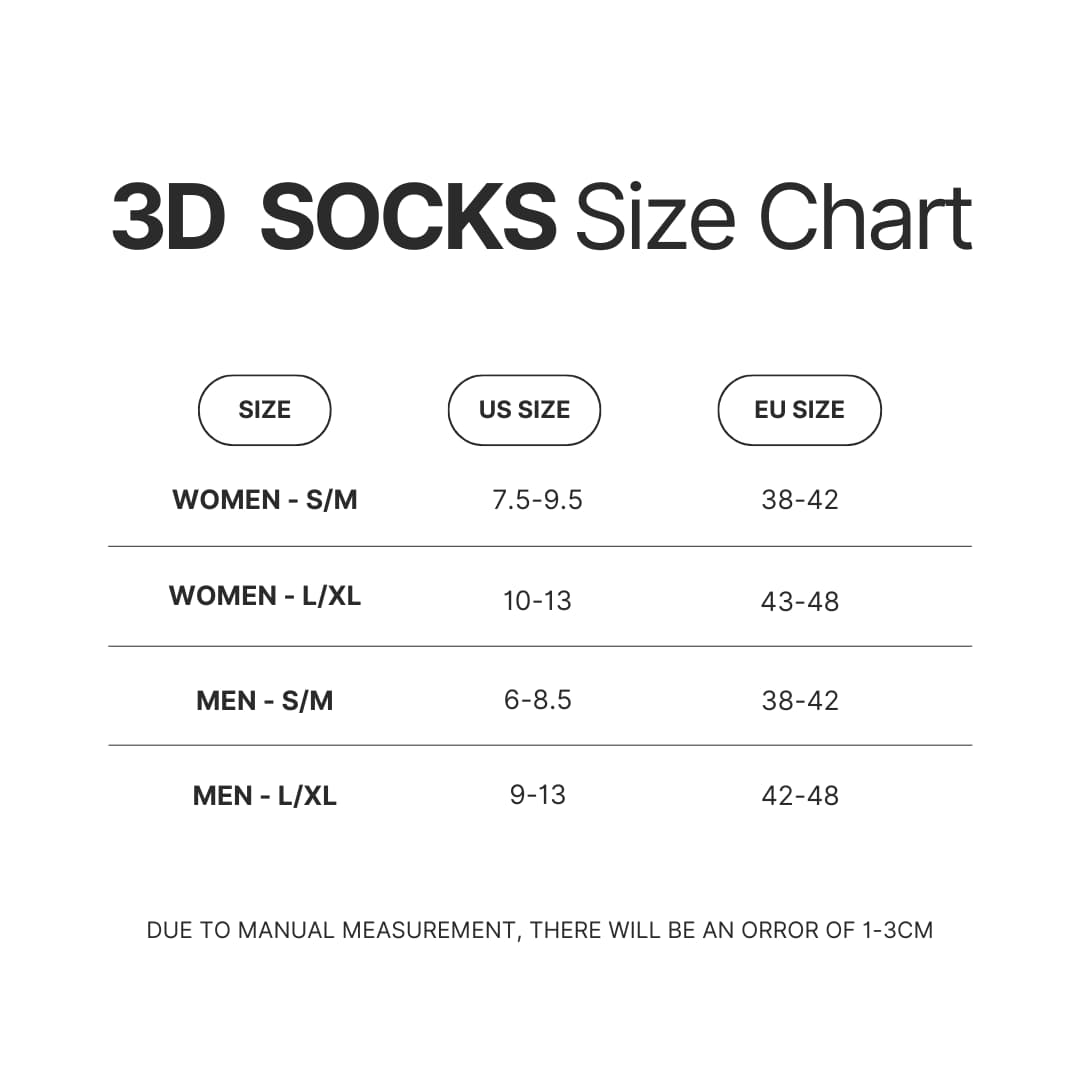3D Socks Size Chart - Kodak Black Shop